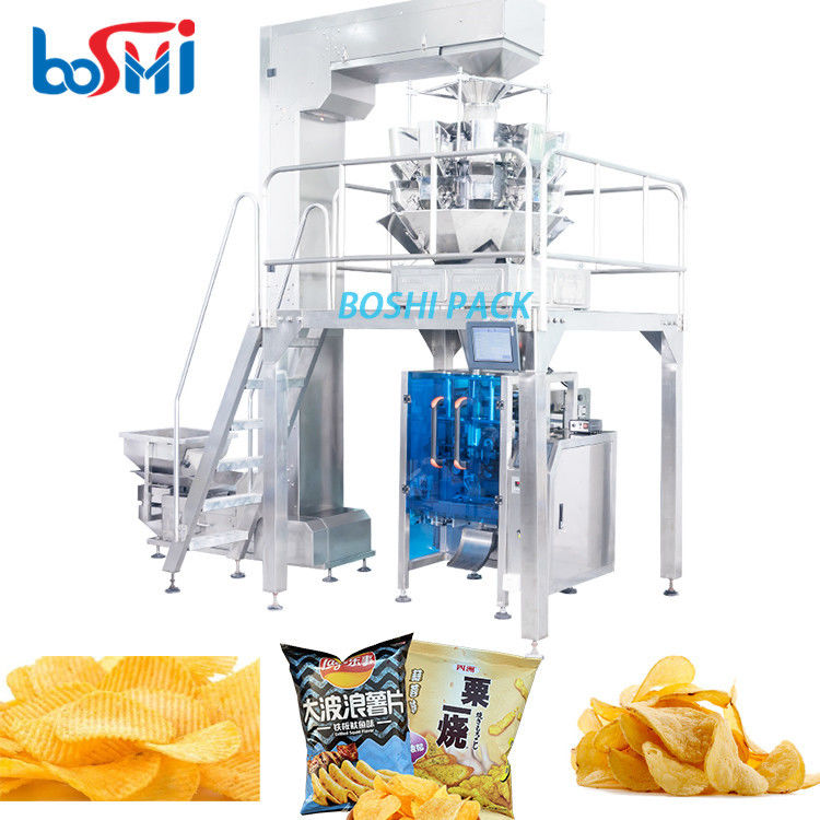 Potato Chips Snack Packing Machine With Wrapping Labeling Sealing