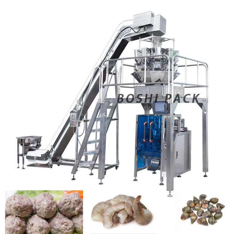 Potato Chips Meat Ball Frozen Food Packing Machine With Filling Weighing Wrapping