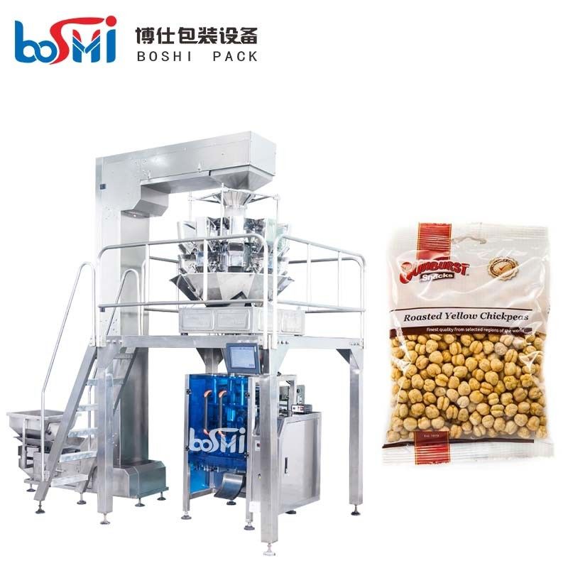 Food Granule Vertical Packing Machine With Multihead Combination Weigher Scale